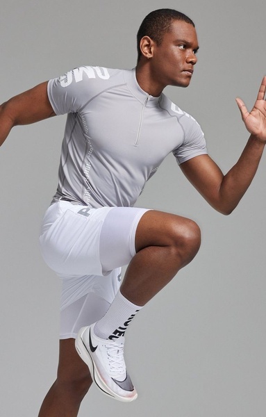 athletic shorts, running shirt, activewear set, workout shorts, performance top, gym outfit, product demo, brand awareness, minimalist, energetic, trustworthy, neutral
